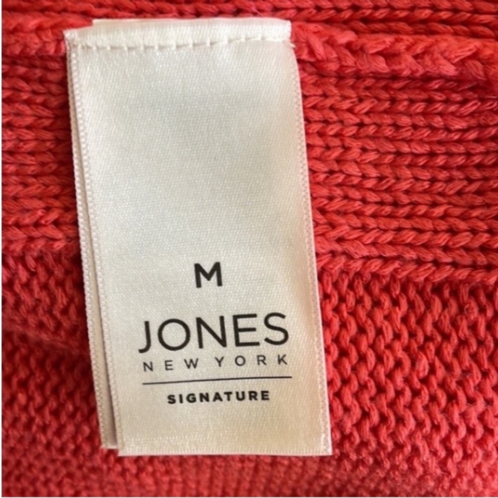 Jones NY Cable Knit Sweater Crewneck Coral Salmon Loose Weave Acrylic Fancy Gift - Picture 4 of 17
